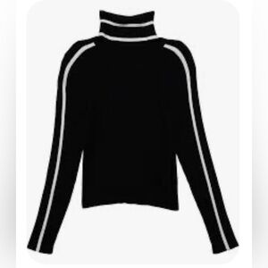 NWT MILLY Minis Girl's Racer Stripe Turtleneck Black/Ecru size 12